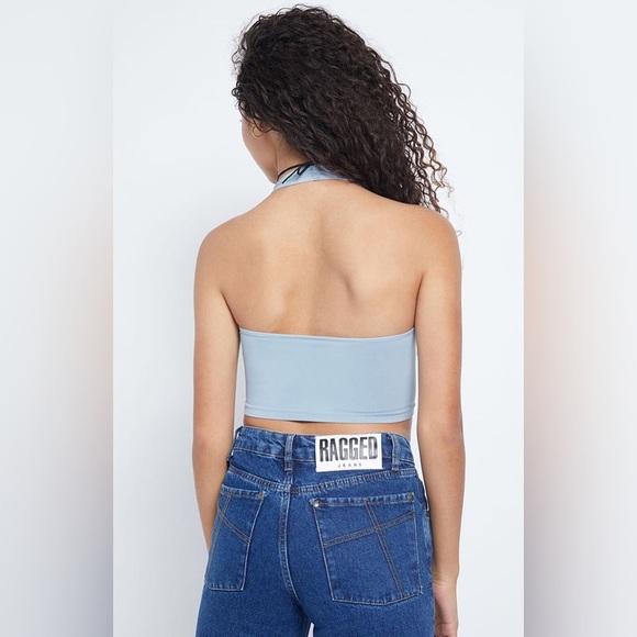 PacSun | Contour Clover Seamless Halter Top in Light Blue Size Small - Picture 3 of 7